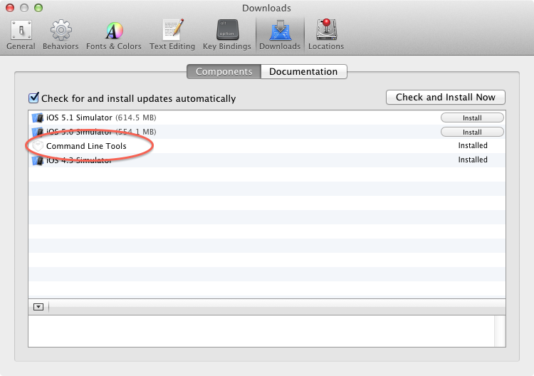 Preferences menu