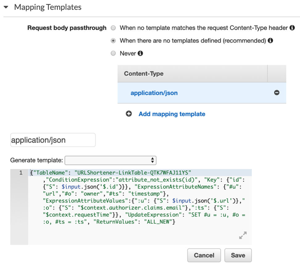 Mapping templates