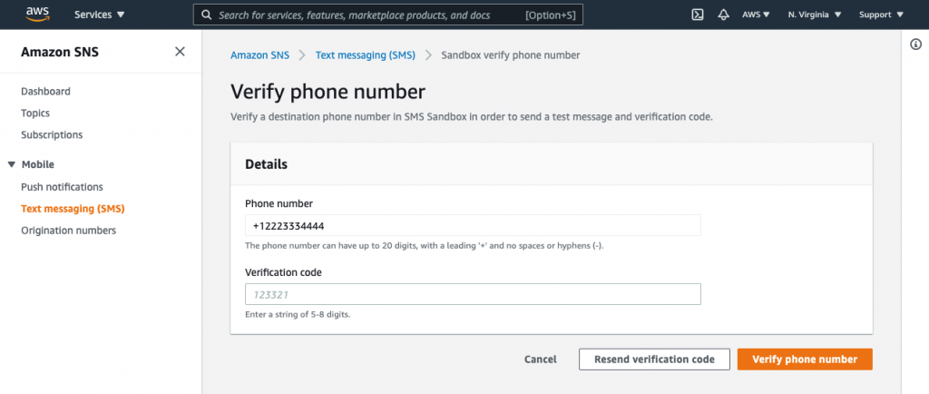 Verify phone number