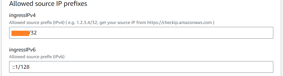 CloudFormation parameters: Allowed inbound source IP prefixes