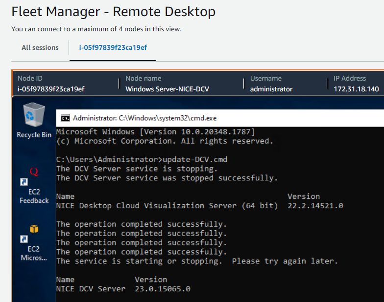 Updating NICE DCV server