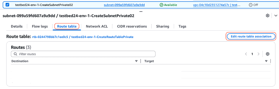 Figure 3: Route table settings