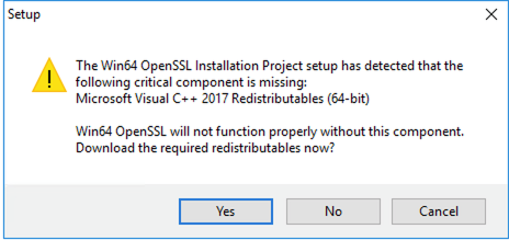 Figure 2: OpenSSL installation error message