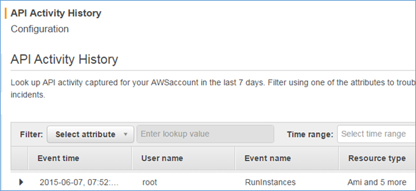 Image of event in the CloudTrail console