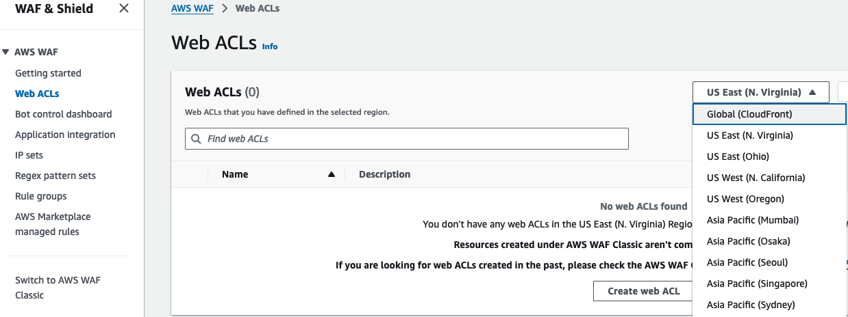 Figure 15: Web ACLs and AWS Regions