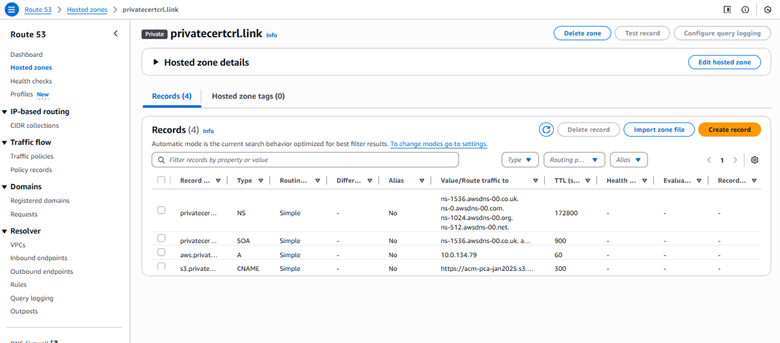 Figure 15: Hosted zone details