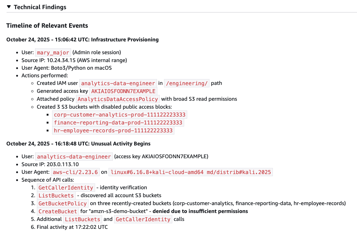 Figure 2 – Security event timeline