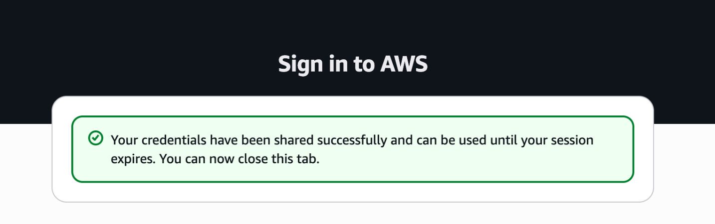Figure 4: Sign in to AWS - completion