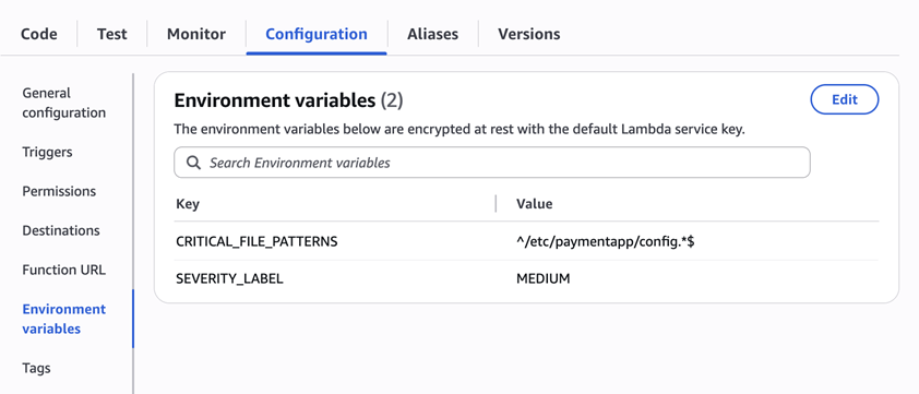Figure 7: CRITICAL_FILE_PATTERNS and SEVERITY_LABEL configuration
