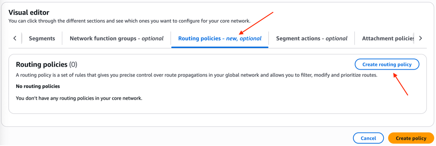 Figure 4: Routing policies tab