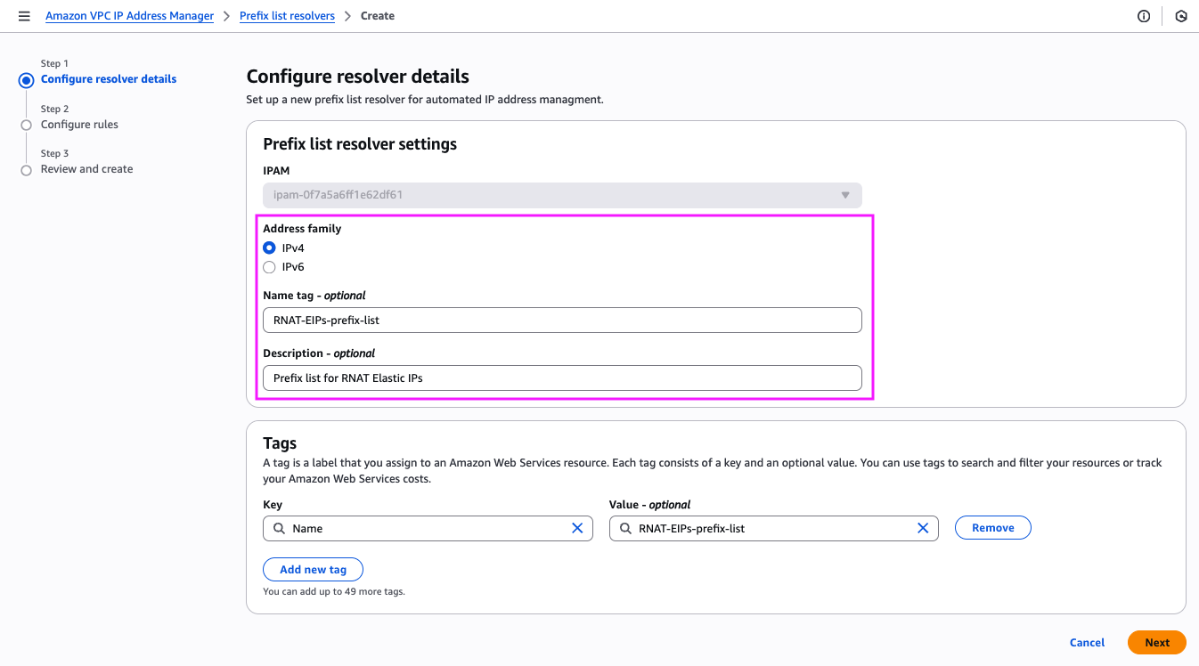 IPAM prefix list resolver