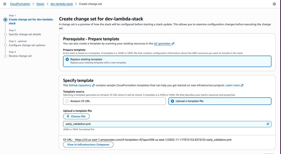 CloudFormation Create change set