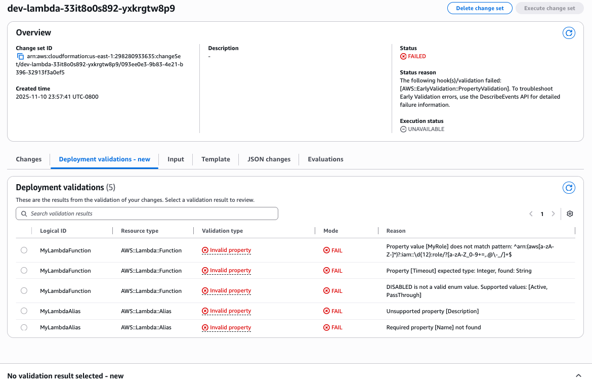 Figure 3: Pre-deployment validations view