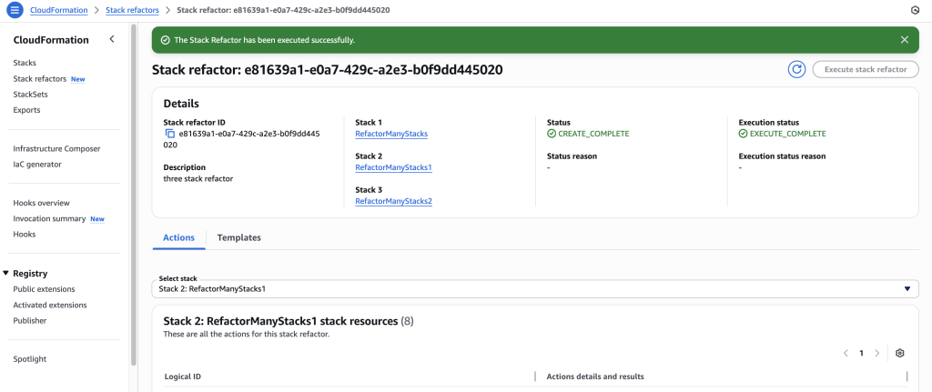 Wait for stack refactor execution to finish.