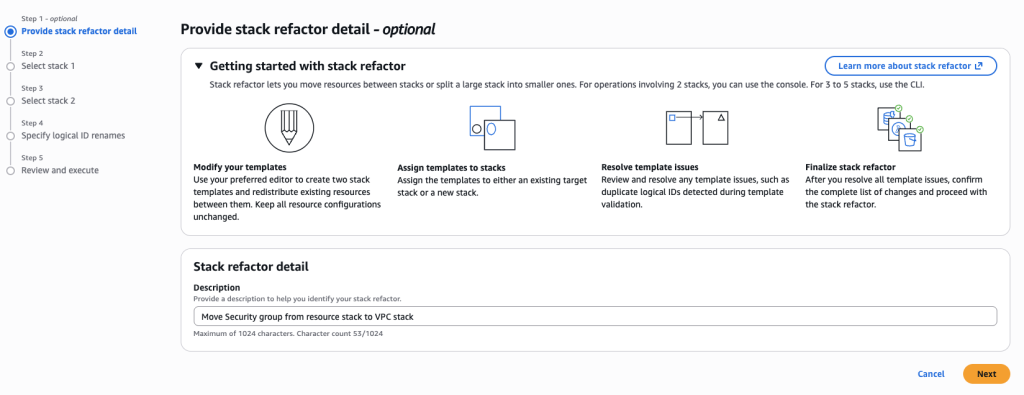 Add a description for Stack refactor: