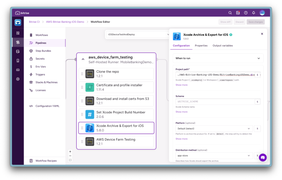 Figure 1: Bitrise Workflow Editor