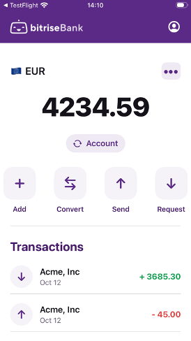 Figure 2: Sample iOS mobile banking application