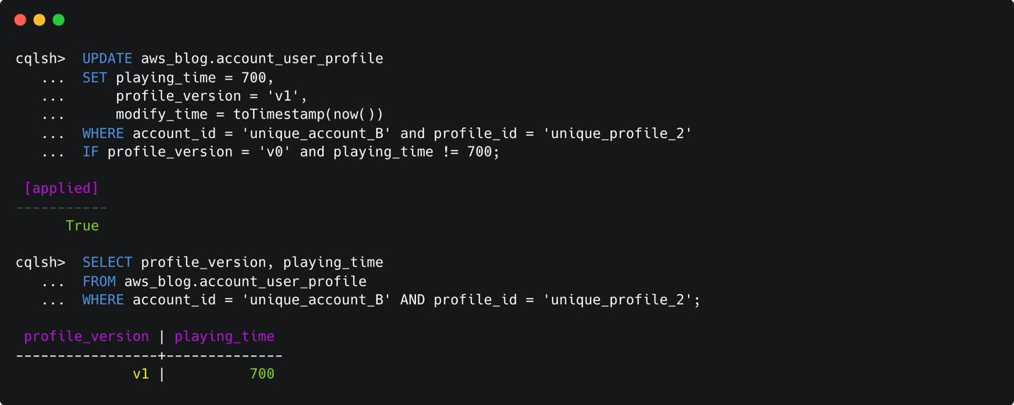 Figure 8: Terminal window showing the successful output of a LWT and retrieval of the latest values
