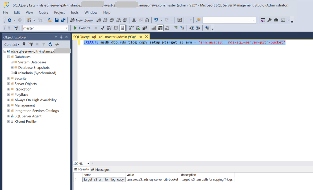 Figure 2.1: Enable transaction log backup copy