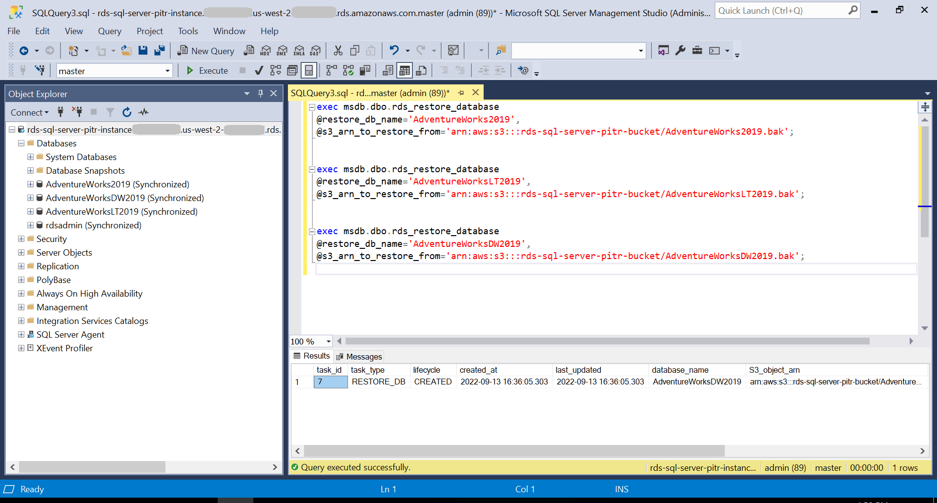 Figure 3: Restore sample databases