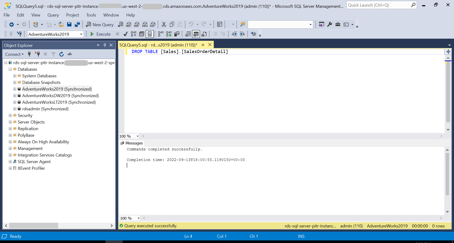 Figure 5: Drop table