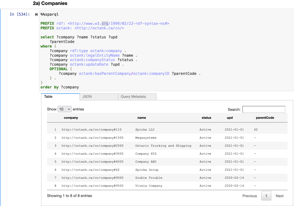 Step 2a - query companies