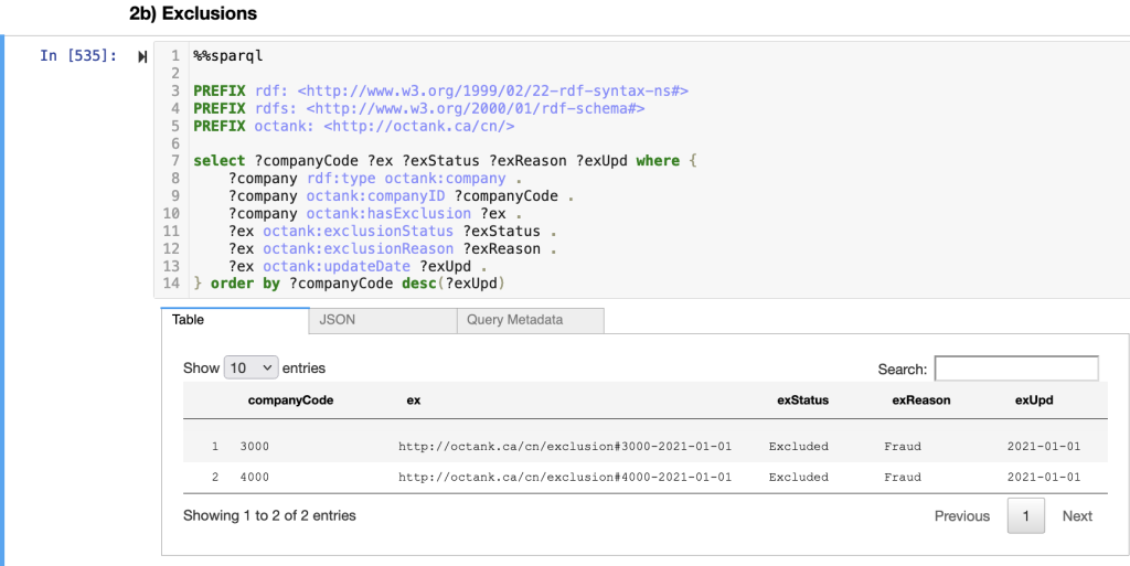 Step 2b - query exclusions