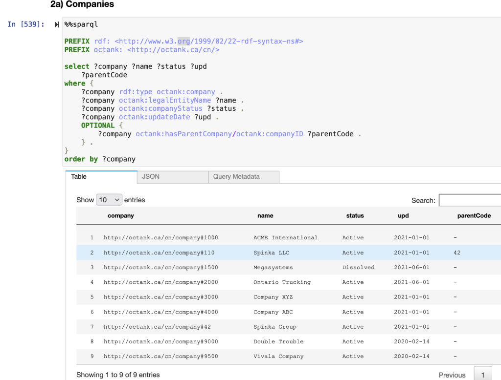 Step 2a - query companies