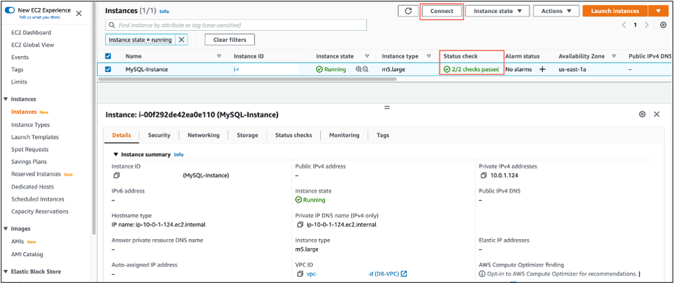 Figure 1: Connect to the source EC2 MySQL instance