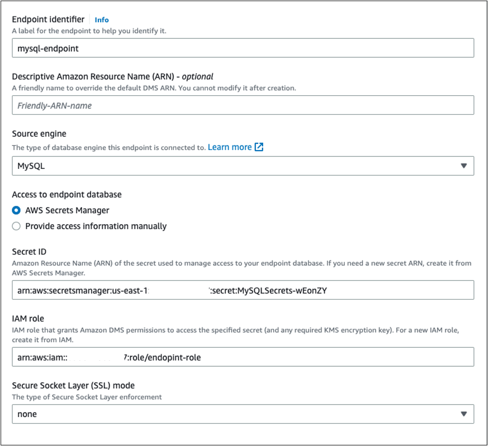 Figure 8: Provide MySQL endpoint details