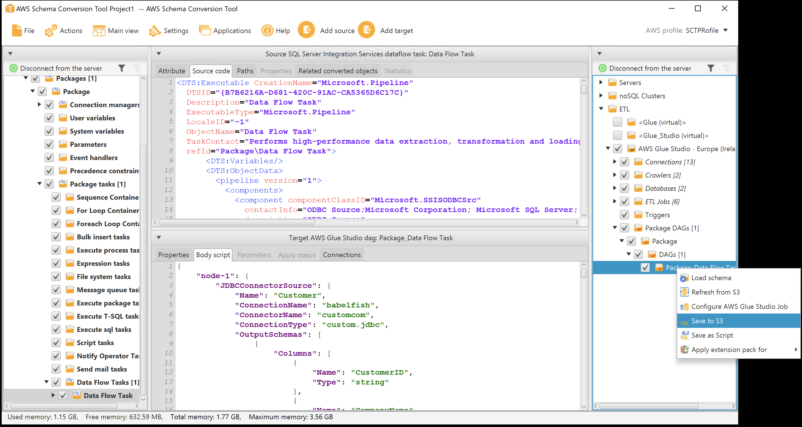 AWS SCT Save to S3