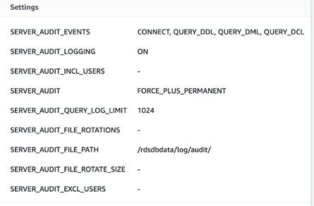 Figure : RDS MySQL 5.7 Option Group
