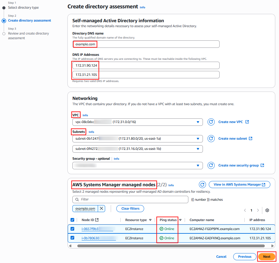 Figure 5 – Create assessment for Hybrid directory.