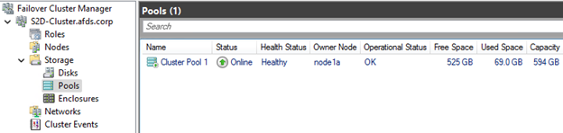Figure 6: Storage Pool in Failover Cluster Manager