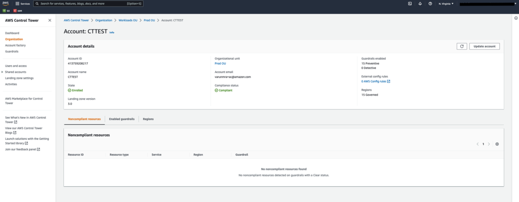 Figure 15. Verify the new member Account is created under AWS Control Tower