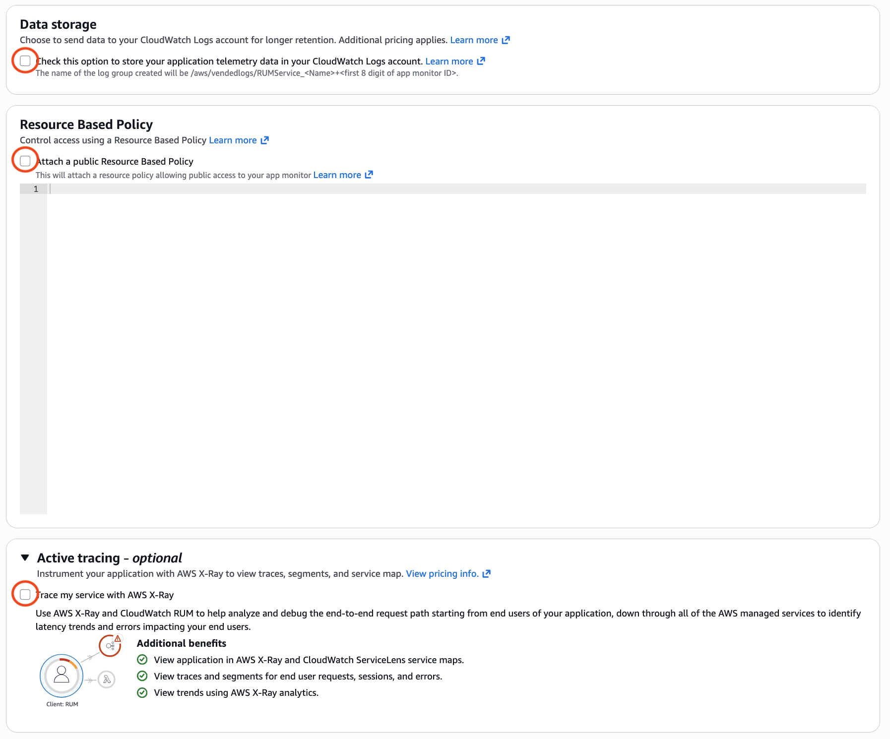 Figure 3: Create app monitor – Optional fields