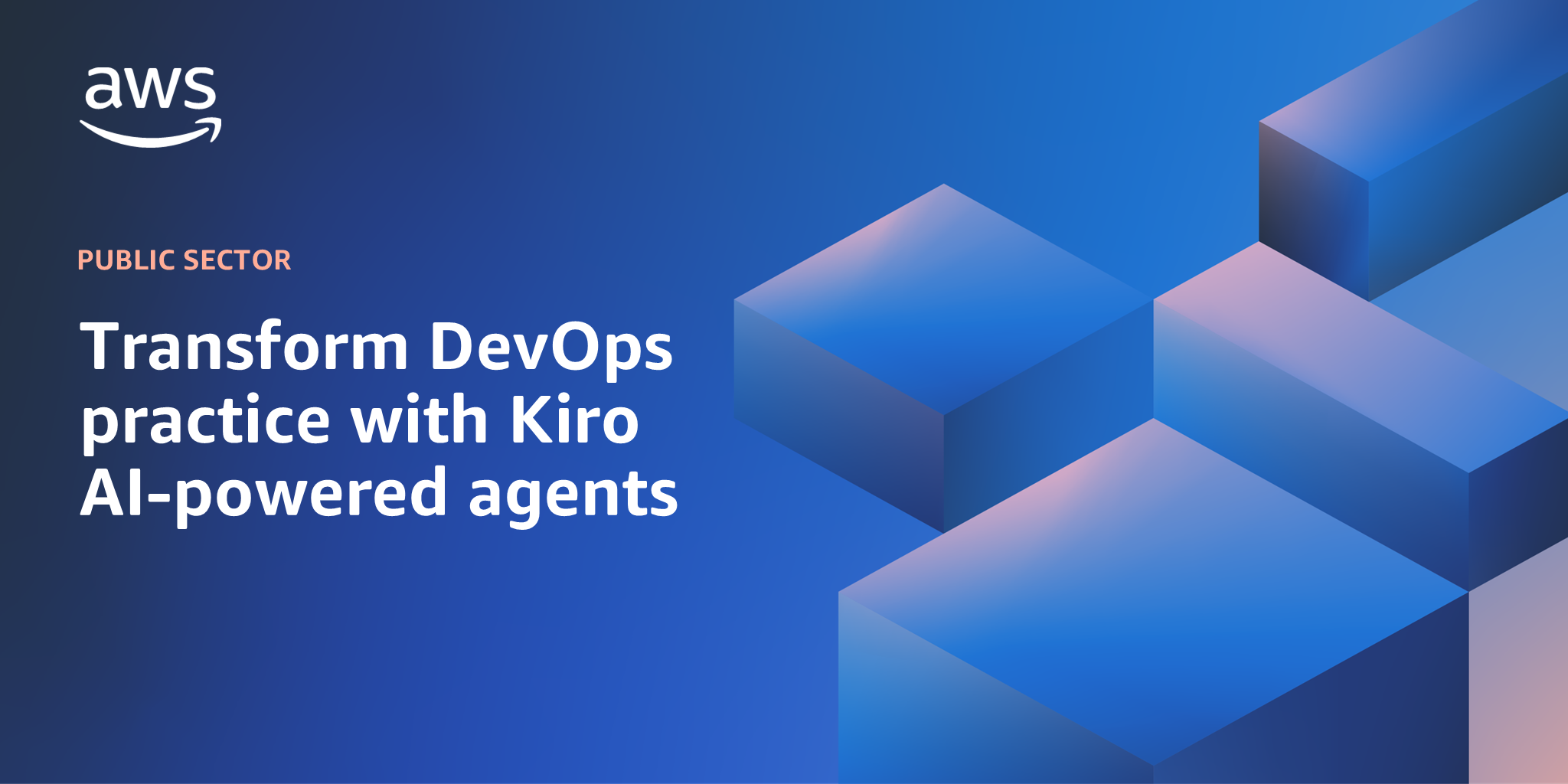 AWS branded background with text "Transform DevOps practice with Kiro AI-powered agents"