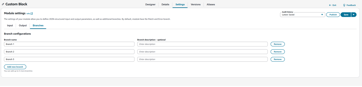 Configure custom branches for modules