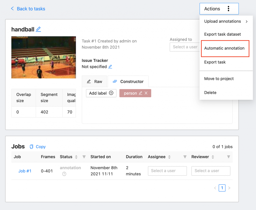 CVAT Automatic annotation