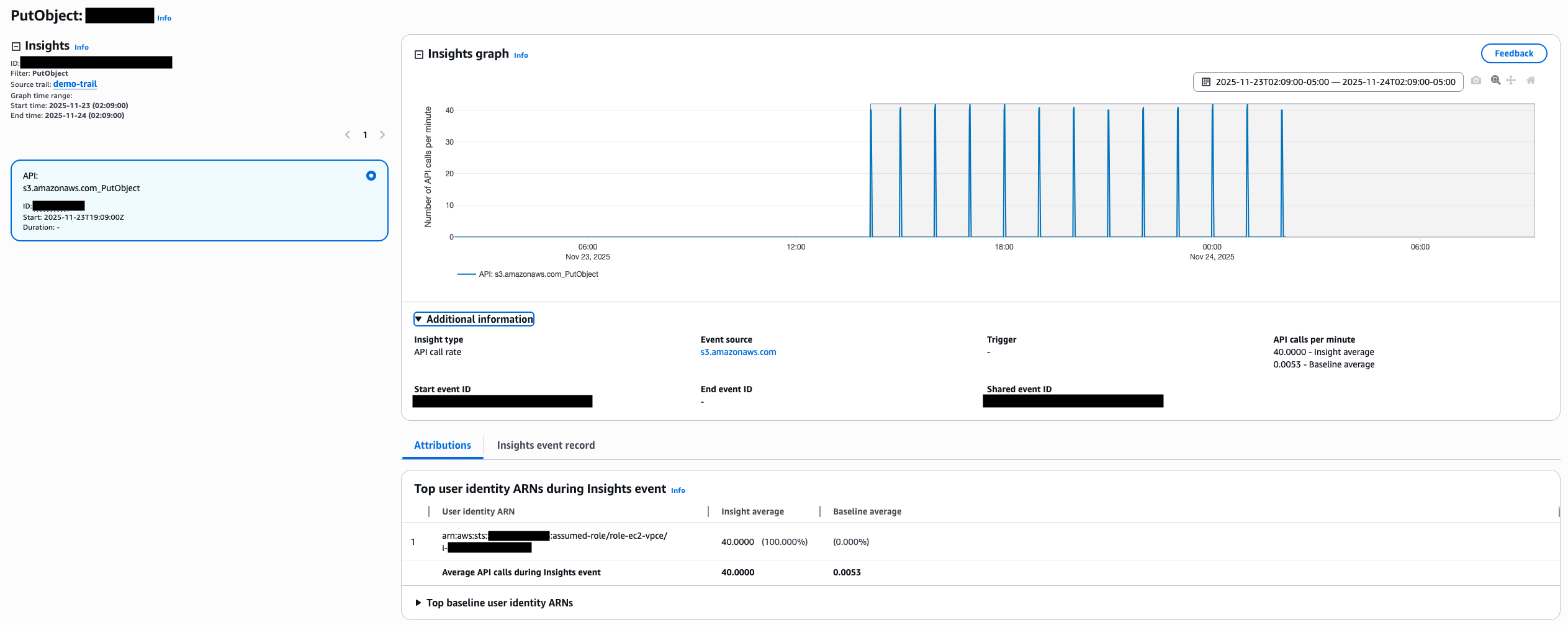 Insights イベントの詳細画面