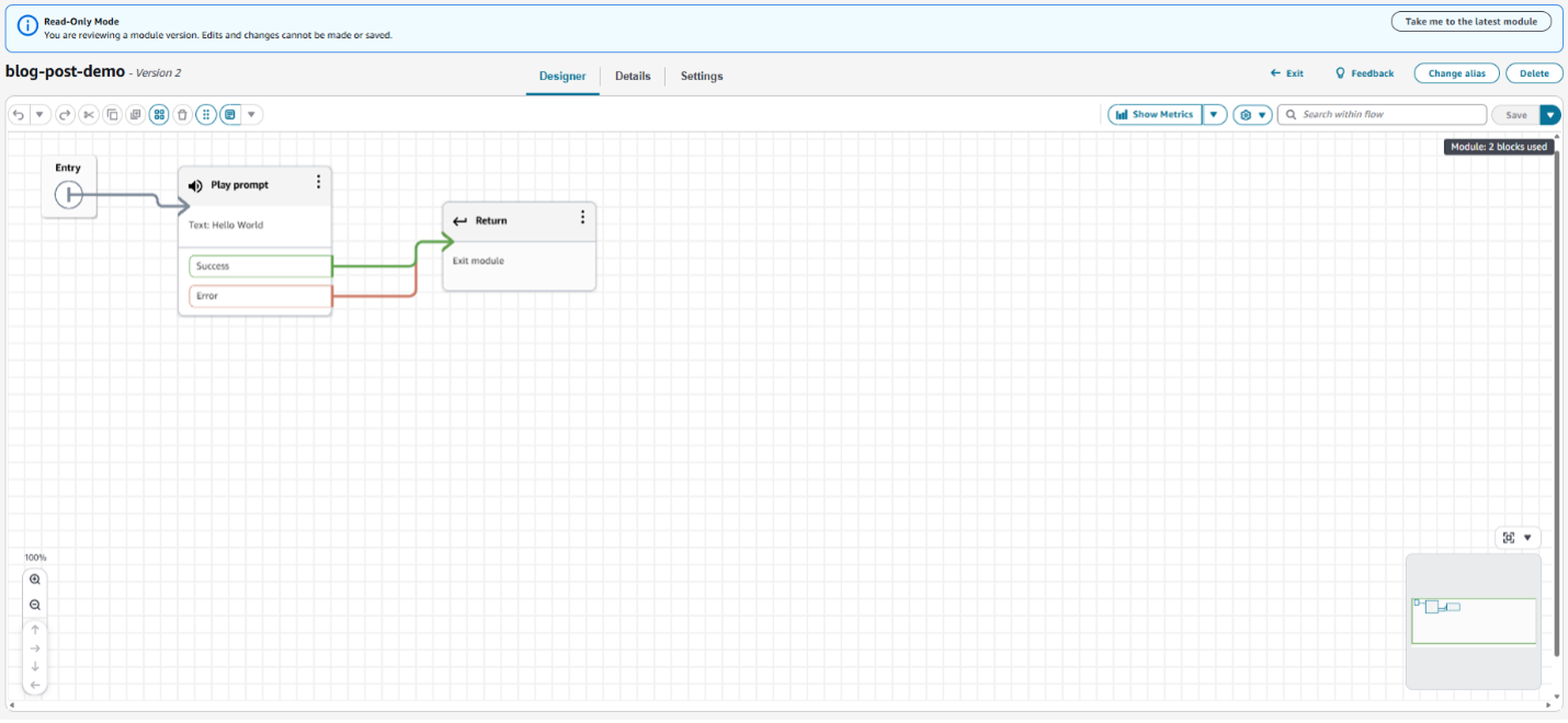 バージョンタブですべてのバージョンを表示し、以前のバージョンを選択して読み取り専用モードで設定を表示