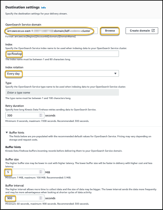 Kinesis Stream Destination setting