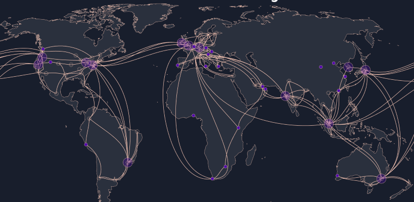 Global map shows locations of Amazon Global Edge Network