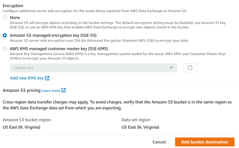 Figure 16: Amazon S3 encryption options