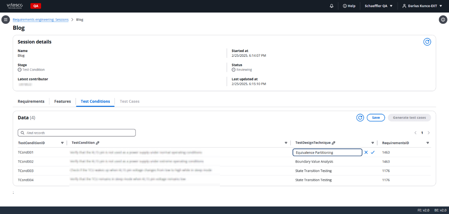 Figure 7. Test case generation session screenshot