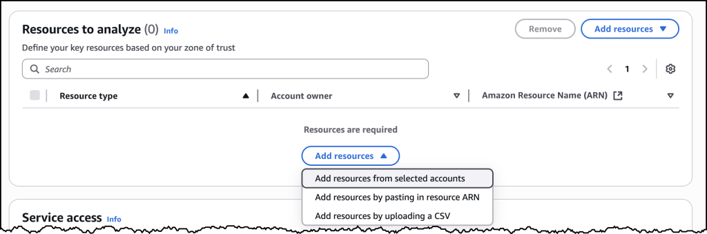 Screenshot of creating an Analyzer in the AWS Console
