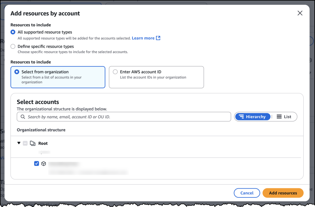Screenshot of creating an Analyzer in the AWS Console