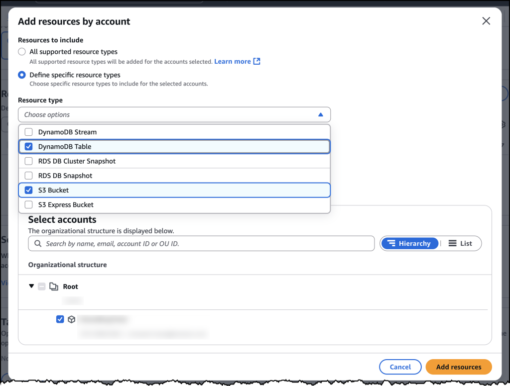 Screenshot of creating an Analyzer in the AWS Console