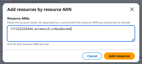 Screenshot of creating an Analyzer in the AWS Console