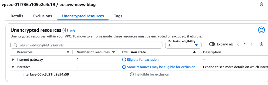 VPC Encryption Control - list of exclusions